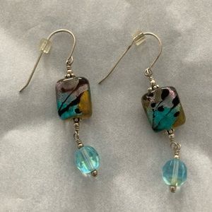 Hand Crafted Stunning Sterling silver - Iridescent Beaded earrings
